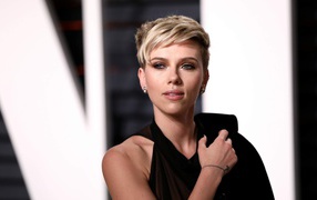 Beautiful actress Scarlett Johansson with a short haircut