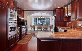 Beautiful kitchen with wood trim