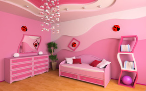 Children's bedroom in pink color