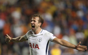 English footballer Harry Kane rejoices in victory