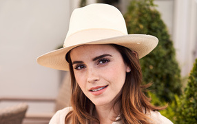 Popular actress Emma Watson in a white hat
