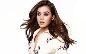 Стильная брюнетка, актриса Хейли Стейнфилд фото на белом фоне