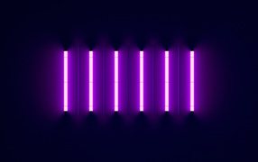 Неоновые светящиеся лампы на синем фоне