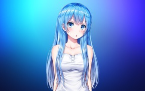 Девушка аниме с голубыми волосами