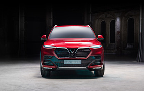 Красный автомобиль LUX SA2  вид спереди