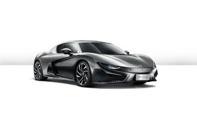 Серебристый электрический автомобиль  Qiantu K50 на белом фоне