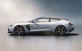 Silver car Aston Martin Vanquish 2019 side view