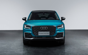 Blue Audi Q2 2018 front view
