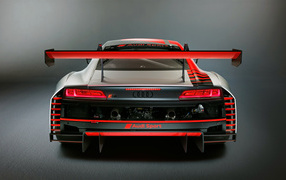 2019 Audi R8 LMS sports car on a gray background rear view