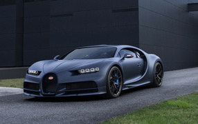 Sports car Bugatti Chiron Sport 110, 2019 at the black building