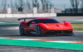 Red Sport Ferrari P80C 2019 on the race track