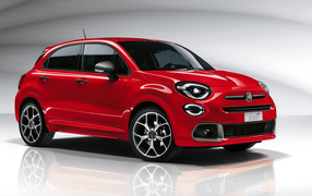 Red Fiat 500X Sport 2019 on a gray background