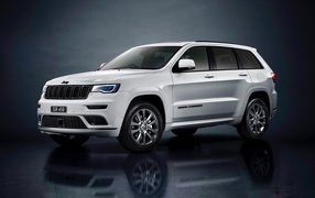 Gray SUV 2019 Jeep Grand Cherokee S Overland on a gray background