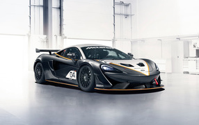 2019 McLaren 720S GT3 sports car in the garage
