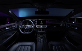 Черный кожаный салон автомобиля Mercedes-Benz CLS 