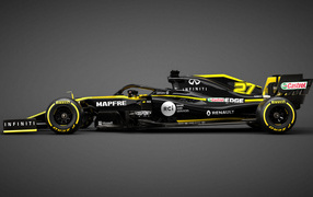 Гоночный автомобиль Renault R.S.19 2019 года на сером фоне