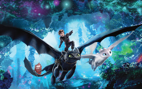 Фантастический полет на Беззубике персонажи мультфильма Как приручить дракона 3