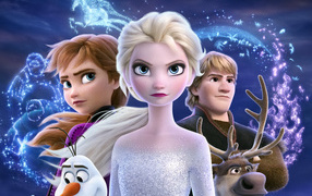 Poster with the characters of the new cartoon Frozen 2