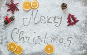Merry Christmas inscription on a white background