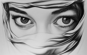 Нарисованные глаза девушки 