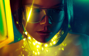 Cyborg girl with fantasy glasses