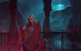 Фантастическая девушка с серым котенком на плече