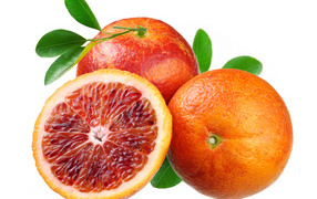 Beautiful orange grapefruits on a white background