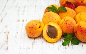 Tasty ripe apricots on the table