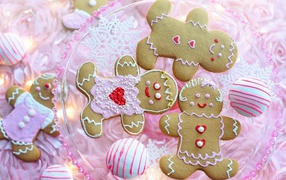 Funny biscuits in the shape of little men with icing