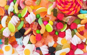 Multi-colored jelly candies close-up