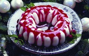 Пирог суфле с малиновым сиропом 