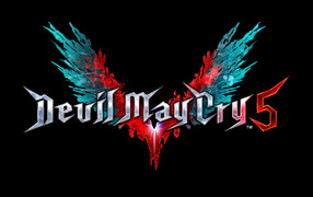 Логотип компьютерной игры Devil May Cry 5 на черном фоне