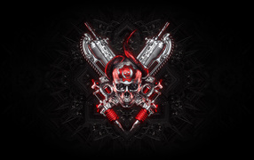 Череп на черном фоне компьютерная игра  Gears 5