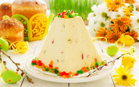 Красивый творожный кулич с цукатами на праздник Пасха