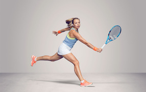 Estonian tennis player Anette Kontayte plays with the racket