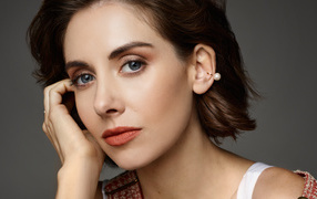 Beautiful blue-eyed woman, actress Alison Brie