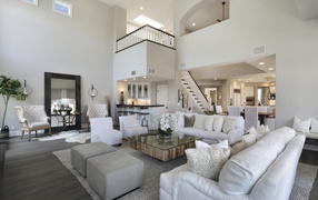 Beautiful large white living room in the house