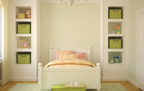 Children's room with a bed and a wardrobe