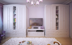 Children's room with two large white closets