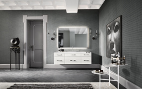 Серая комната в стиле минимализм