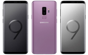 Samsung Galaxy S9 smartphones on white background