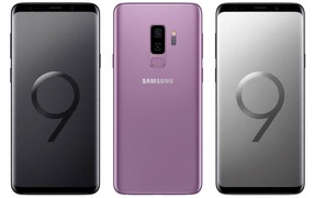 Смартфоны Samsung Galaxy S9 на белом фоне