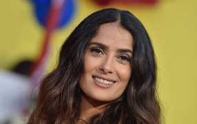 Smiling brown-eyed woman, actress Salma Hayek