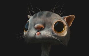Морда 3д кота на черном фоне