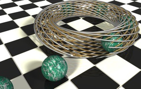 Шары в проволоке на шахматной доске