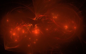 Яркие неоновые вспышки на красном абстрактном фоне