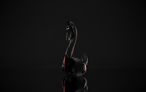 Хрустальный гусь на сером фоне 3д графика