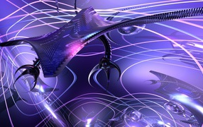 Футуристический 3д рисунок с неоновым светом