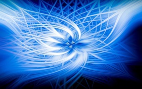 Неоновый голубой абстрактный цветок на черном фоне