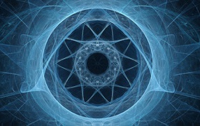 Неоновый симметрический фрактальный рисунок 